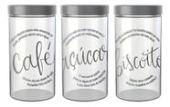Kit 3 Potes Plástico Açúcar Café Biscoito Porta Mantimentos