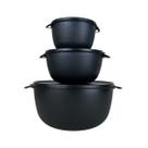 Kit 3 Potes Plastico Redondos Cozinha Marmita Alimentos Bowl Livre Bpa