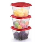 Kit 3 Potes Plásticos Pequeno Multi Uso Keita 200ml Vermelho