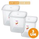 Kit 3 Potes Plásticos Quadrados Fácil Cristal 7L Sanremo