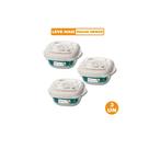 Kit 3 Potes Plásticos Quadrados Herméticos Cappuccino 280ml Flor Sanremo