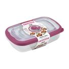 Kit 3 Potes Plásticos Retangulares Herméticos Açaí 430ml, 1,26L, 2,4L Flor Sanremo