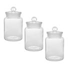 Kit 3 Potes Porta Mantimento Vidro Arena 1,6L com Tampa