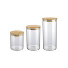 Kit 3 Potes Porta Mantimento Vidro Tampa Bambu - 600/1l/1,5l