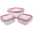 Kit 3 Potes Quadrado 170ml Organizador Alimento C/ Tampa Vidro Comida Tempero Armazenamento Freezer Microondas