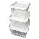 Kit 3 Potes Quadrado com Tampa P M G Armazenamento Alimentos Mantimentos Premium Potte Freezer