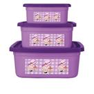 Kit 3 Potes Quadrados Com Tampa Multiuso Lilás Roxo Bella Kit 3 Potes Quadrados Com Tampa Multiuso Lilás Roxo Bella