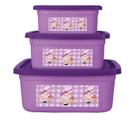 Kit 3 Potes Quadrados Multiuso Lilás Roxo Bella Com Tampa