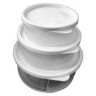 Kit 3 Potes Redondo com Tampa P M G Armazenamento Alimentos Mantimentos Premium Potte Freezer