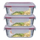 Kit 3 Potes Retangular 4 Travas Marmita Canelado 1520ml