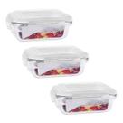 Kit 3 Potes Retangular Com Trava e Tampa Hérmetica 1520ml Kit 3 Potes Retangular Com Trava e Tampa Hérmetica 1520ml