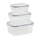 Kit 3 Potes Retangulares Herméticos Transparente Kit 3 Potes Retangulares Herméticos Transparente