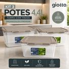 Kit 3 Potes Tampa Trava Alto 4,4l Freezer Microondas Giotto Tampa Camurça