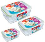 Kit 3 Potes Tapoer Transparente Com Vedação E Tampa Hermética - Lig Brin