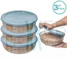 Kit 3 Potes Tigela Saladeira de Vidro com Tampa Plástica Oceani 1,5 litro Vitazza: Para Servir e Organização de Cozinha e Geladeira Opção Sustentável