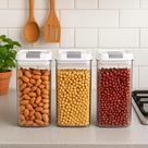 Kit 3 Potes Vasilha Armazena Guarda Alimento Recipiente Arroz Feijão Cozinha Caixa Conserva