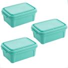 Kit 3 Potes verde água Retangular de 550ML da MB Plástico