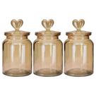 Kit 3 Potes Vidro Âmbar Decor Afeto Coração 1 Litro - Tuut