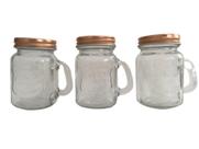 Kit 3 Potes Vidro com alça e Tampa Rosé 110ml Little Mug - Urban