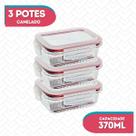 Kit 3 Potes Vidro Hermético Canelado Marmita Fitness 370ml Kit 3 Potes Vidro Hermético Canelado Marmita Fitness 370ml