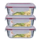 Kit 3 Potes Vidro Hermético Marmita 4 Travas Canelado 370ml