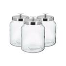 Kit 3 Potes Vidro Porta Mantimentos Para Arroz Açucar 3L