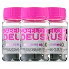 Kit 3 potes Vitamina Capilar Cabelo de Deusa, Suplemento Alimentar Para Fortalecimento Dos Cabelos Unhas e Pele, Com Biotina, Vitaminas e Minerais