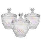 Kit 3 Potiche Bombonier Baleiro Vidro Decoração Aura Bala Com Tampa