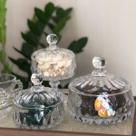 Kit 3 potiche decorativo cristal de chumbo c/pe transparente