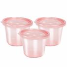 Kit 3 Potinhos para Papinha da Bebê - 180ml - Rosa - Buba
