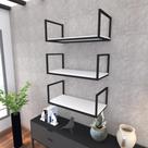 Kit 3 Prateleira industrial suspensa parede nicho branco cozinha escritorio sala quarto infantil
