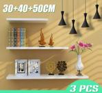Kit 3 Prateleira Lisa 30/40/50 MDF Branco Reta Quadros Fotos Livro Decoração
