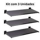 Kit 3 Prateleiras Com Suporte Para Painel Canaletado 30x90cm Preto