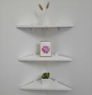 Kit 3 Prateleiras de Canto Triangular em MDF Branco 40cm com Suporte Bico de Tucano