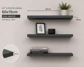 Kit 3 Prateleiras Flutuantes Grafite MDF Design Moderno para Decoração e Organização