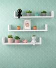 Kit 3 Prateleiras Nichos em U 60x15 100 MDF com Suportes Cantoneira Cadeirinha