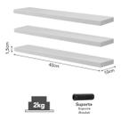 Kit 3 Prateleiras Retas Prat-k Decorare Branco 1,5x10x40cm