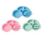 KIT 3 prato infantil talheres 3Uni Educativo Pratinho Plastico divisorias Festa Casa Criança Comida