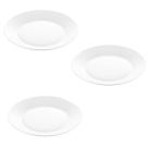 Kit 3 Prato Sobremesa de Vidro Opalino Harena 19cm Branco