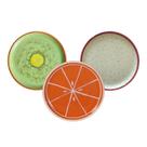 Kit 3 Pratos Cerâmica Frutas Laranja Kiwi Pitaya 22cm Bolo