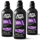 Kit 3 Pretinhos Limpa Pneus Autocraft Brilho Protege Proauto 500ml