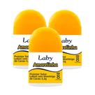 Kit 3 Protetor Solar Labial Laby FPS 8 Manteiga de Cacau com 3,2g Kit 3 Protetor Solar Labial Laby FPS 8 Manteiga de Cacau com 3,2g