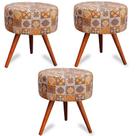 Kit 3 Puff Cama Inbox Bagdade Redondo com Pés em Madeira Maciça Tecido Suede Kit 3 Puff Cama Inbox Bagdade Redondo com Pés em Madeira Maciça Tecido Suede