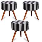 Kit 3 Puff Cama Inbox Hamburgo Redondo com Pés em Madeira Maciça Tecido Suede Kit 3 Puff Cama Inbox Hamburgo Redondo com Pés em Madeira Maciça Tecido Suede