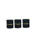 Kit 3 Puff redondo moderno com detalhe cinta para sala de estar ou quarto - Preto Suede