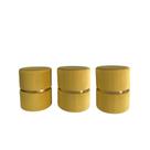 Kit 3 Puff redondo moderno com detalhe cinta para sala de estar ou quarto - Várias Cores