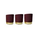 Kit 3 Puff redondo moderno com detalhe no rodapé para quarto ou sala de estar - Vinho Suede
