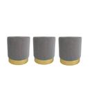 Kit 3 Puff Rodapé para sala de estar ou quarto redondo moderno - Cinza Escuro Linho