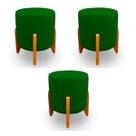Kit 3 Puffs Decorativos Thor Pés Em Madeira Tecido Suede Verde Kimi Decor