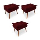 Kit 3 Puffs Opala Pés Palito Sued Marsala - Kimi Design